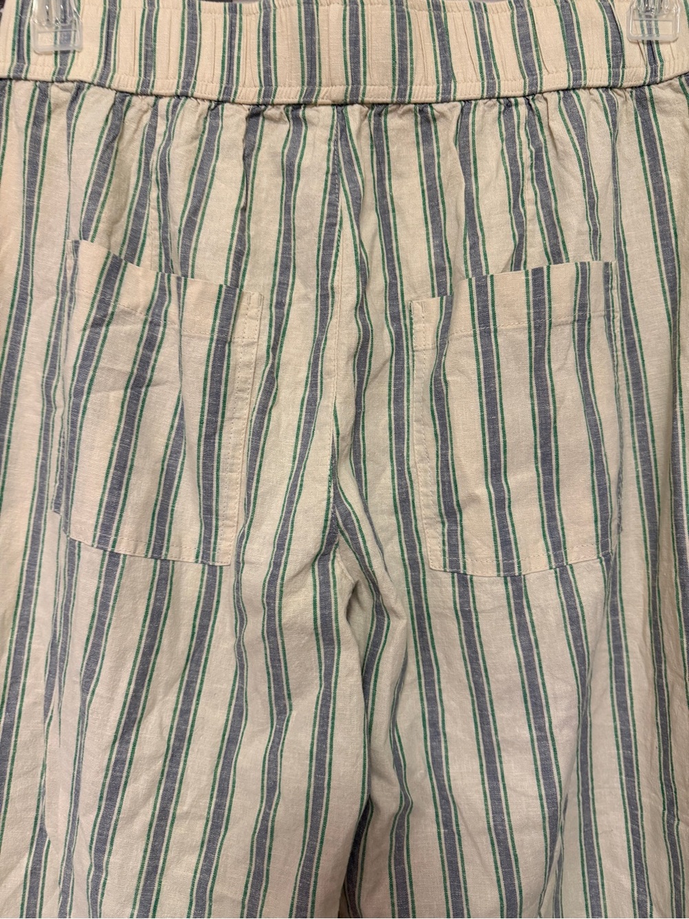 Toad&Co Taj Hemp Wide Leg Pant - striped - cream/blue/green - size M - Picture 3 of 7